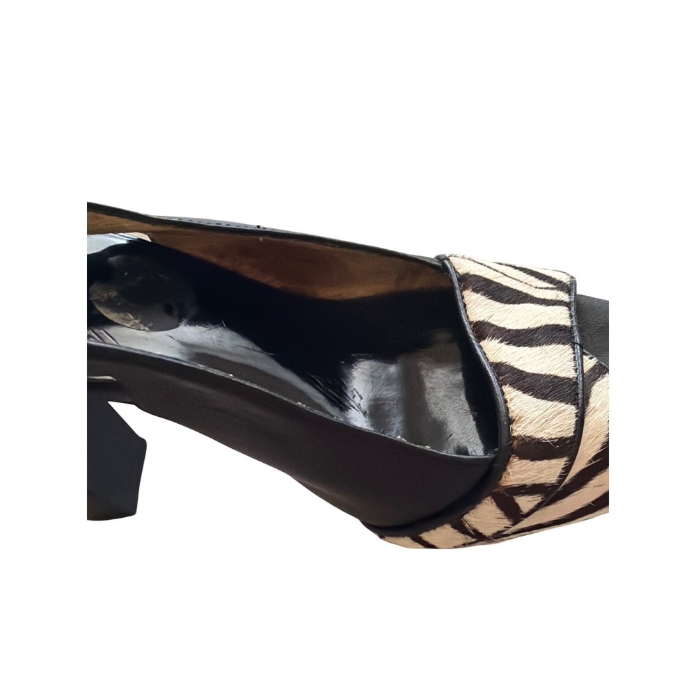 Platform Sandals Zebra Horsehair Y2K Michael Kors Womens 7M Black Slingback Heel - Picture 8 of 15